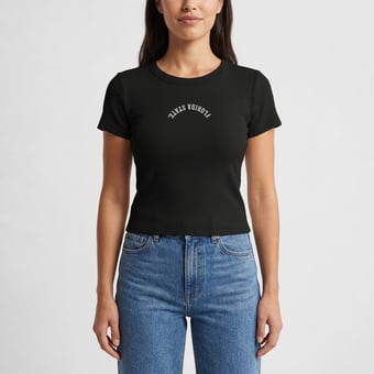 Women's Uscape Apparel  Black Florida State Seminoles Upside Down Embroidery Ribbed Cropped T-Shirt