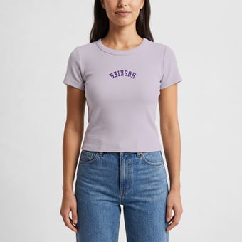 Women's Uscape Apparel  Purple Washington Huskies Upside Down Embroidery Ribbed Cropped T-Shirt