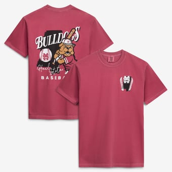 Men's  Maroon Mississippi State Bulldogs Drawn Mascot Baseball T-Shirt