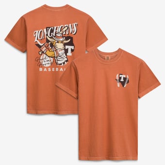 Men's  Texas Orange Texas Longhorns Drawn Mascot Baseball T-Shirt