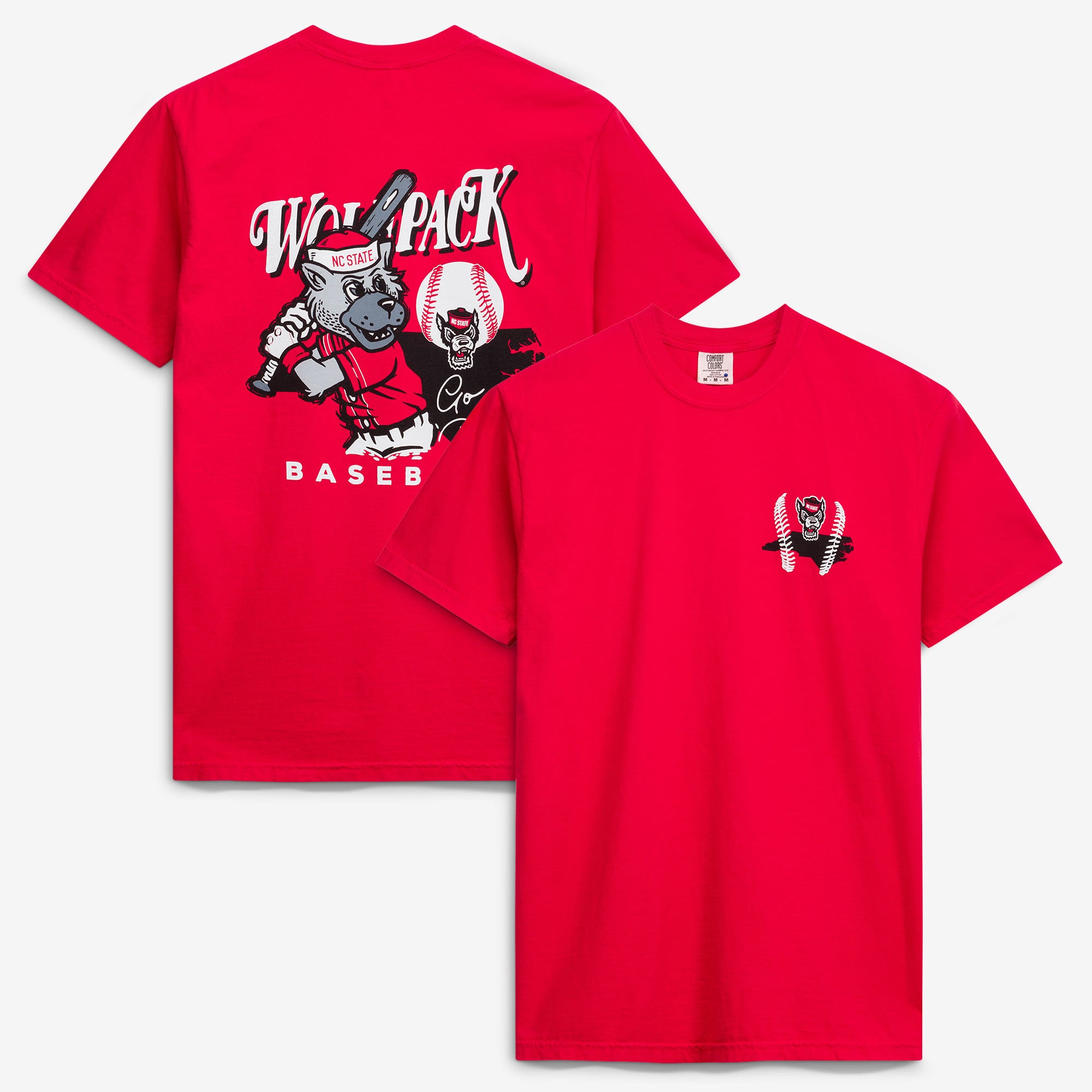 Men's  Red NC State Wolfpack Drawn Mascot Baseball T-Shirt