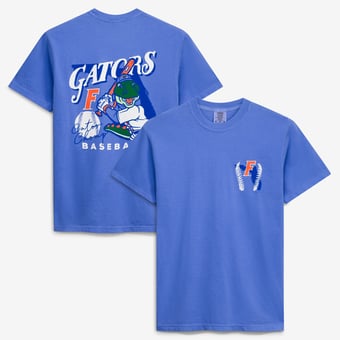 Men's  Royal Florida Gators Drawn Mascot Baseball T-Shirt
