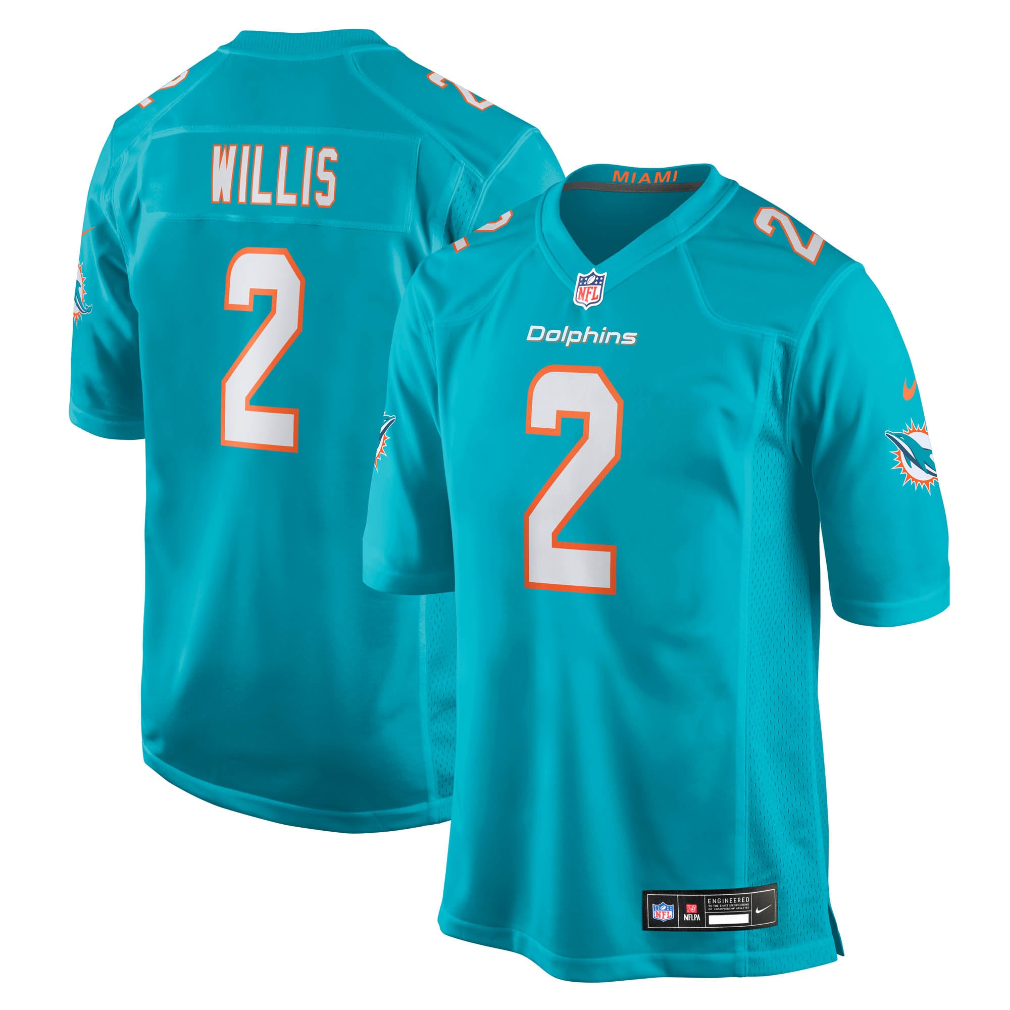 Men's Nike Malik Willis Aqua Miami Dolphins Game Jersey