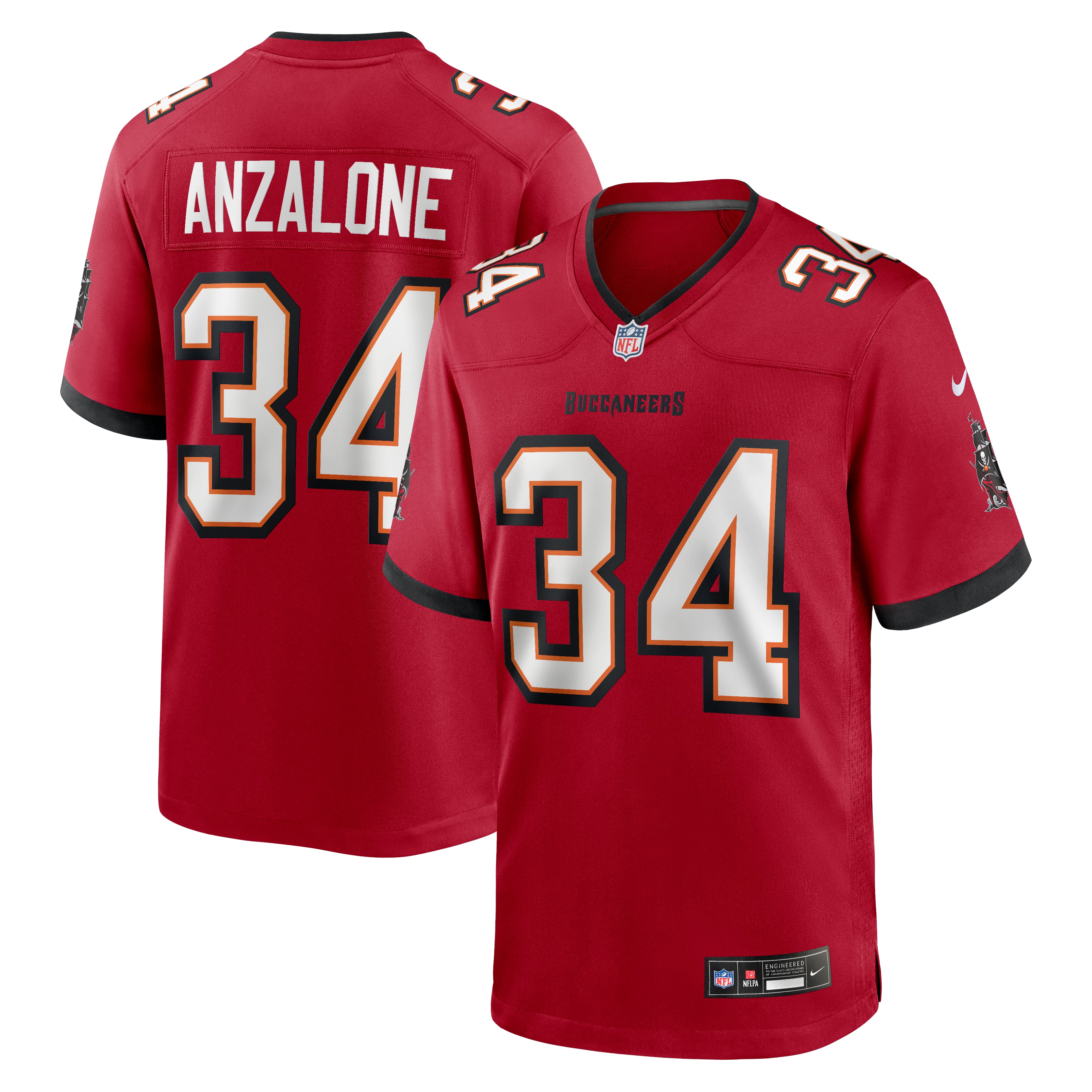Men's Nike Alex Anzalone Red Tampa Bay Buccaneers Team Game Jersey