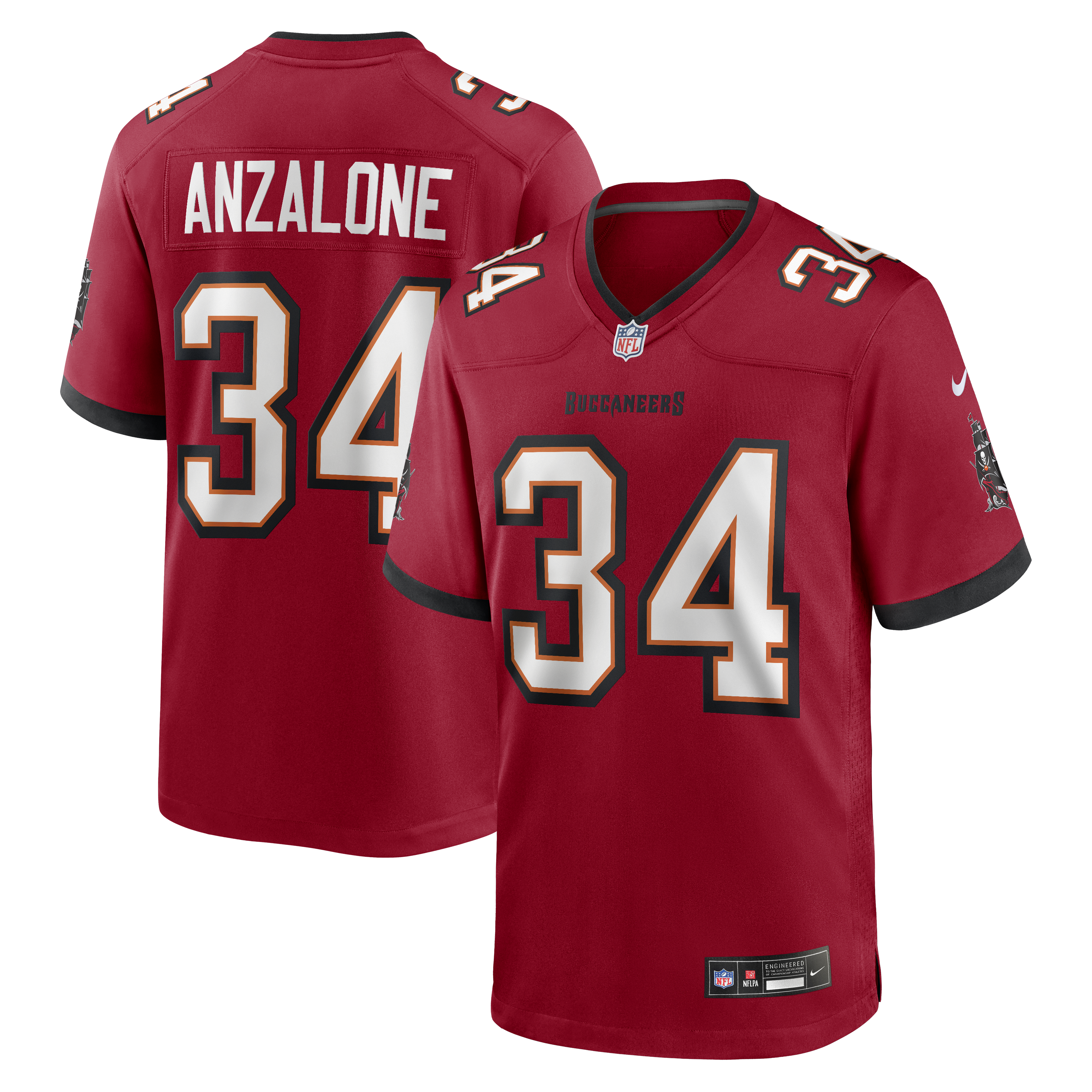 Men's Nike Alex Anzalone Red Tampa Bay Buccaneers Team Game Jersey