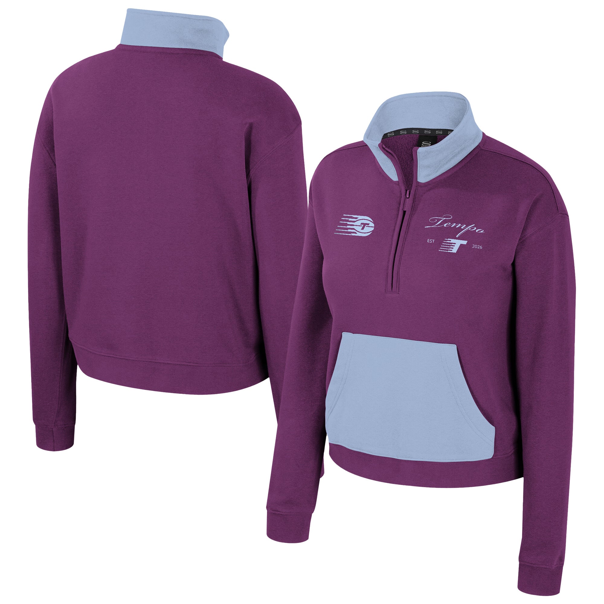 Women's Stadium Essentials Bordeaux/Light Blue Toronto Tempo First Team Manager Half-Zip Jacket