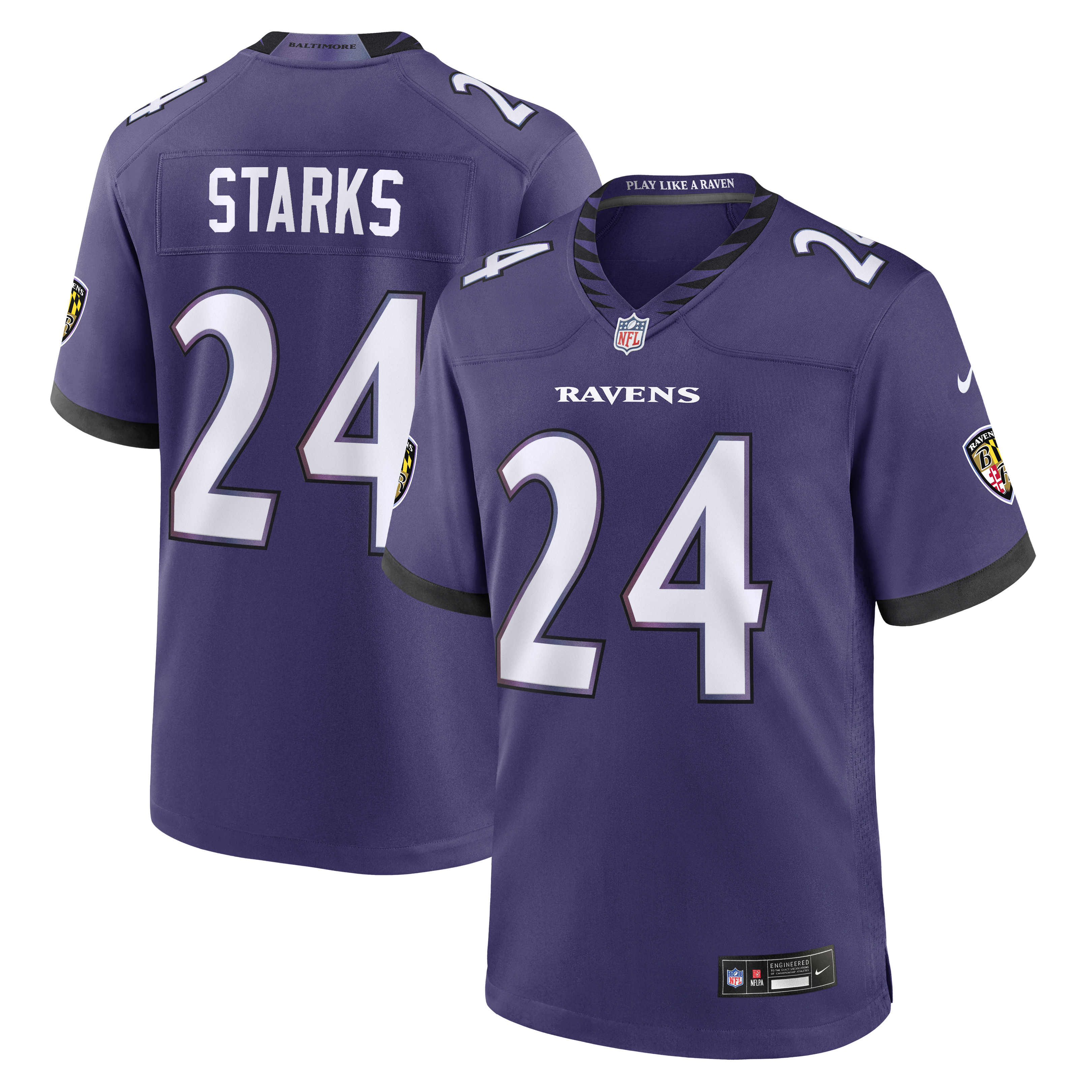 Men's Nike Malaki Starks Purple Baltimore Ravens Team Game Jersey