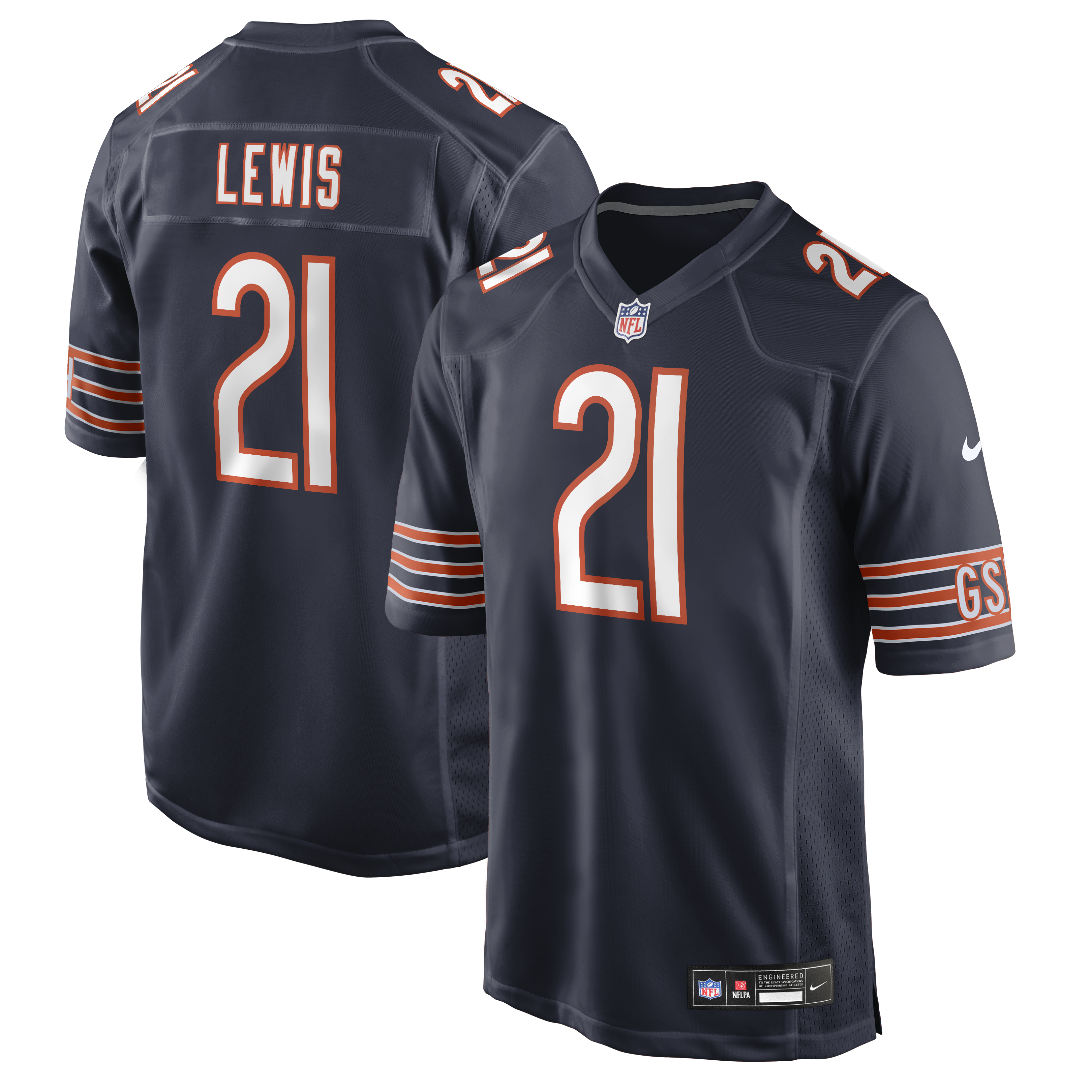 Men's Nike Cam Lewis Navy Chicago Bears Game Player Jersey