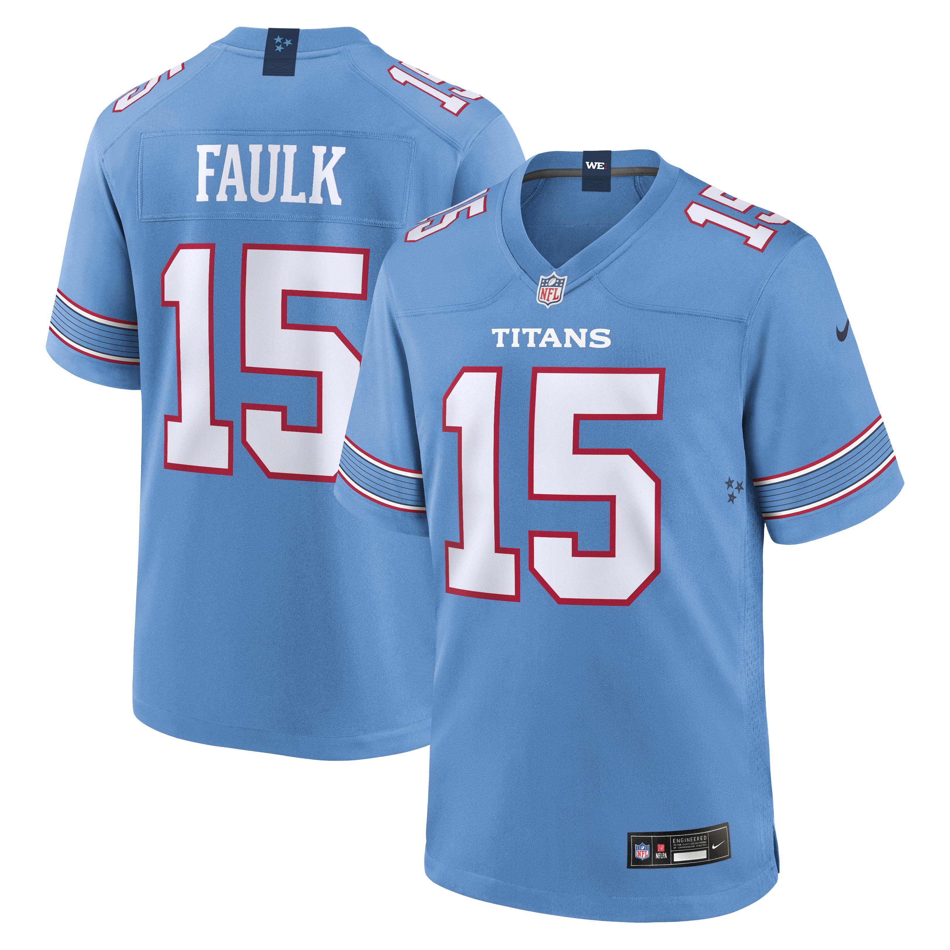 Men's Nike Light Blue Tennessee Titans Keldric Faulk Team Game Jersey