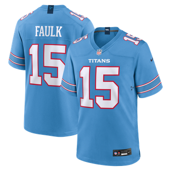Men's Nike Keldric Faulk Light Blue Tennessee Titans 2026 NFL Draft First Round Pick No.31 Game Jersey