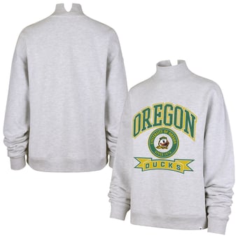 Women's '47  Gray Oregon Ducks Laurel Arch Mock Neck Sweatshirt