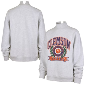 Women's '47  Gray Clemson Tigers Laurel Arch Mock Neck Sweatshirt