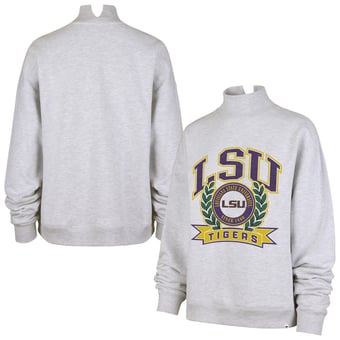 Women's '47  Gray LSU Tigers Laurel Arch Mock Neck Sweatshirt