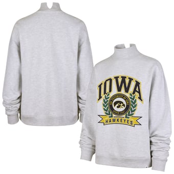 Women's '47  Gray Iowa Hawkeyes Laurel Arch Mock Neck Sweatshirt