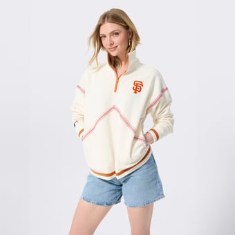 Women's Terez  Cream San Francisco Giants Baseball Stitch Quarter-Zip Pullover