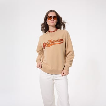 Women's Terez  Brown San Francisco Giants Cloud Embossed Sweatshirt