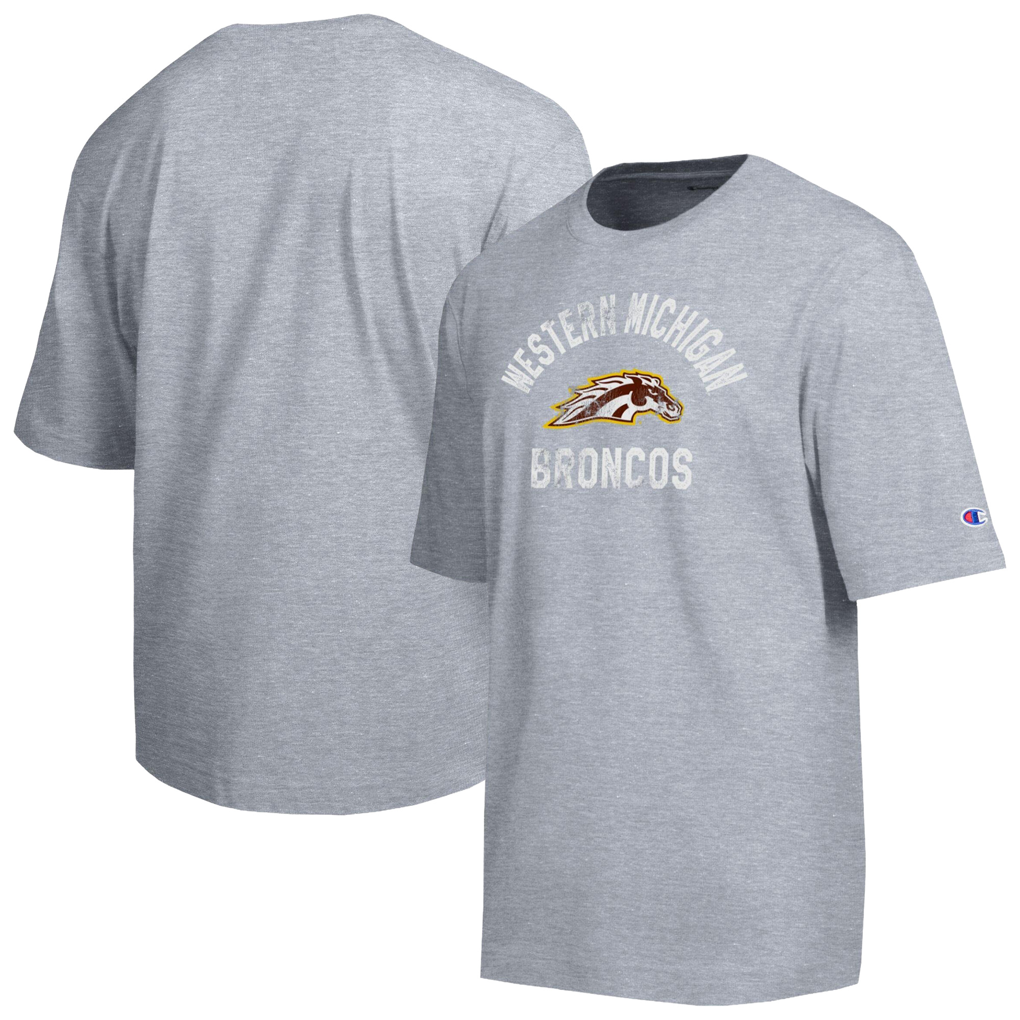 Men's Champion  Heather Gray Western Michigan Broncos Weathered Team T-Shirt