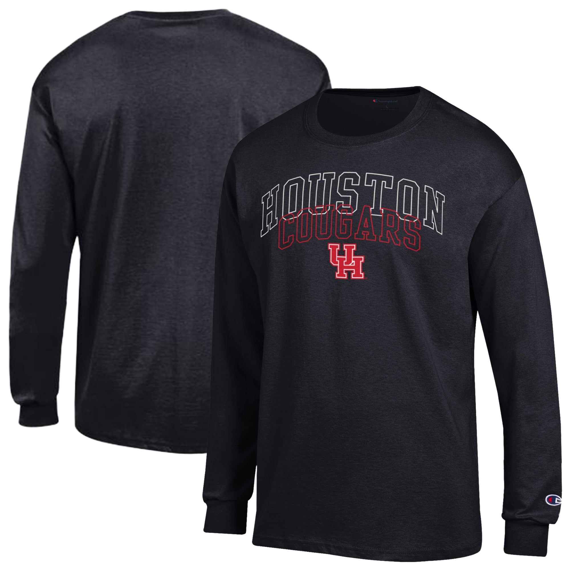 Men's Champion  Black Houston Cougars Team Long-Sleeve T-Shirt