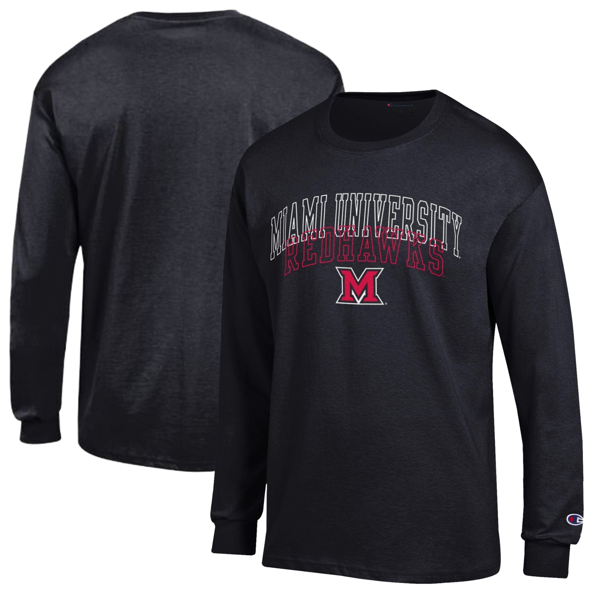 Men's Champion  Black Miami University RedHawks Team Long-Sleeve T-Shirt