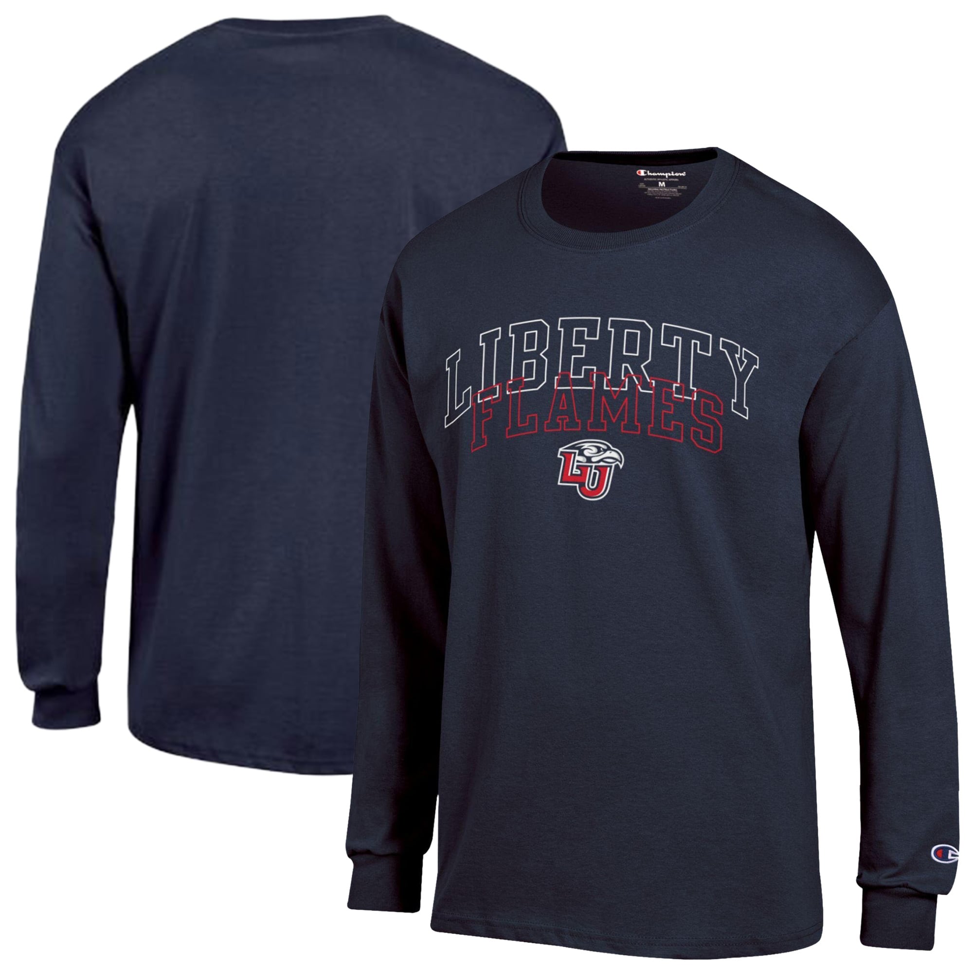 Men's Champion  Navy Liberty Flames Team Long-Sleeve T-Shirt