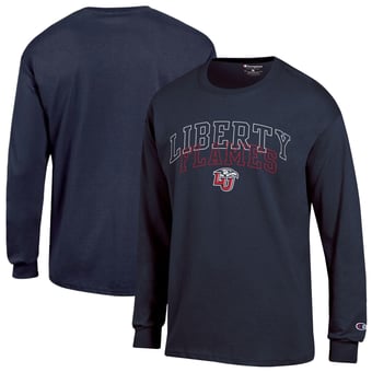Men's Champion  Navy Liberty Flames Team Long-Sleeve T-Shirt