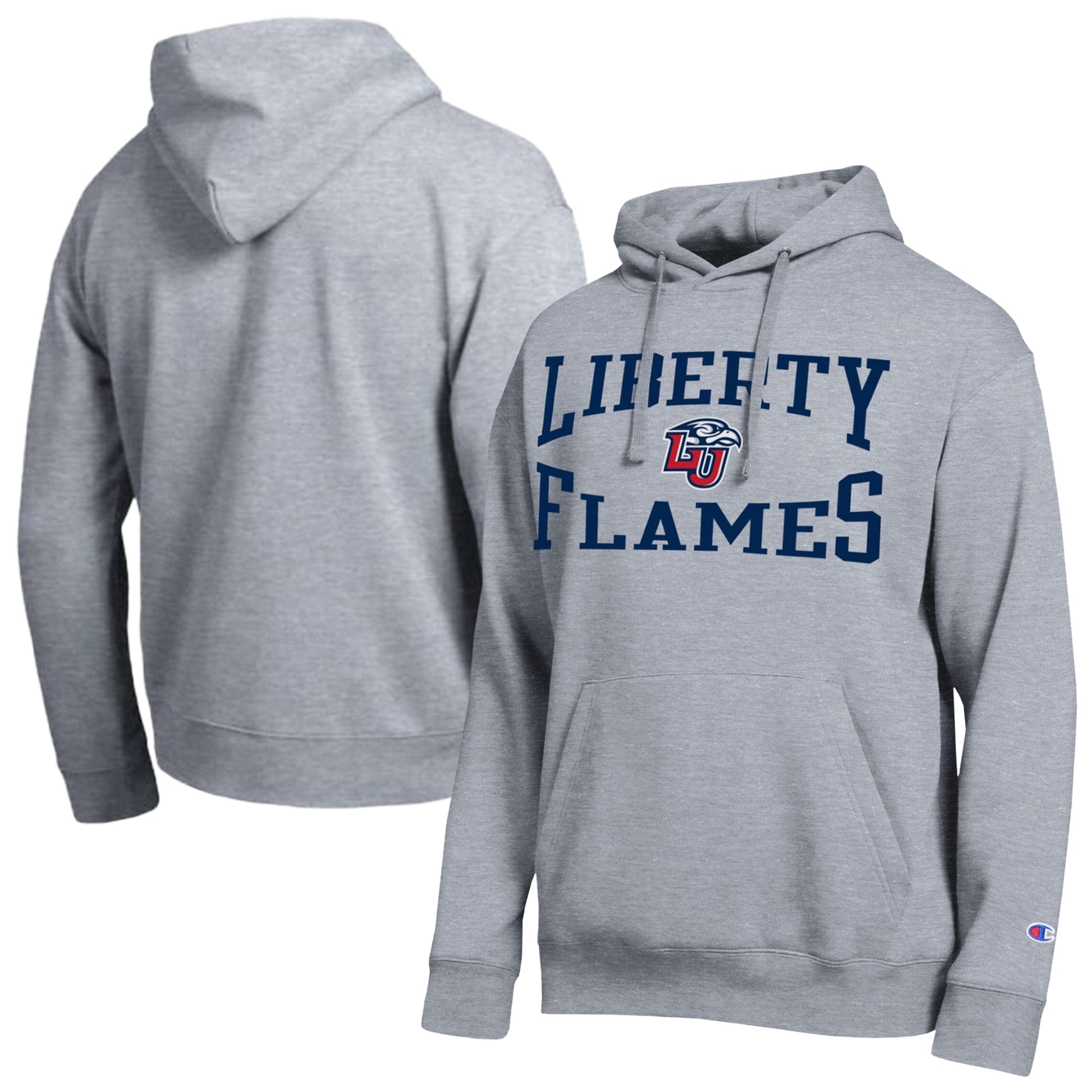 Men's Champion  Heather Gray Liberty Flames Team Hoodie