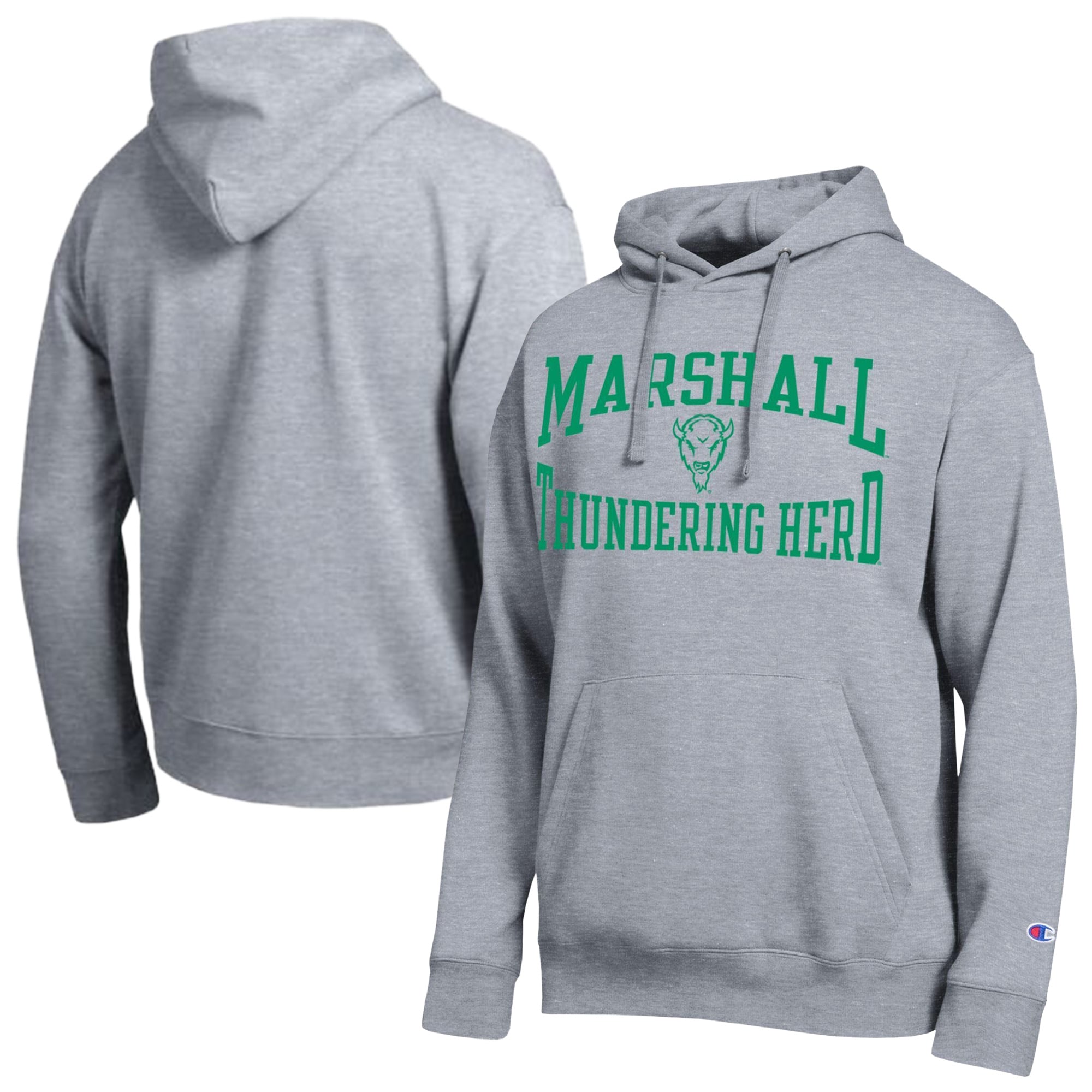 Men's Champion  Heather Gray Marshall Thundering Herd Team Hoodie