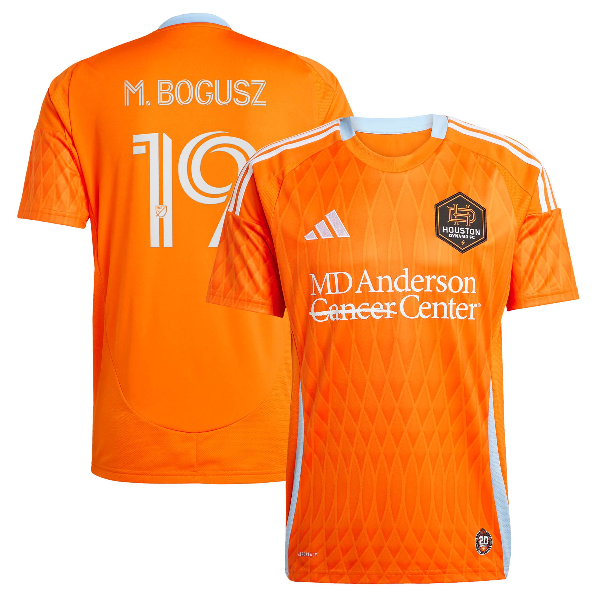 Men's adidas Mateusz Bogusz Orange Houston Dynamo FC 2025 Season 20 Replica Jersey