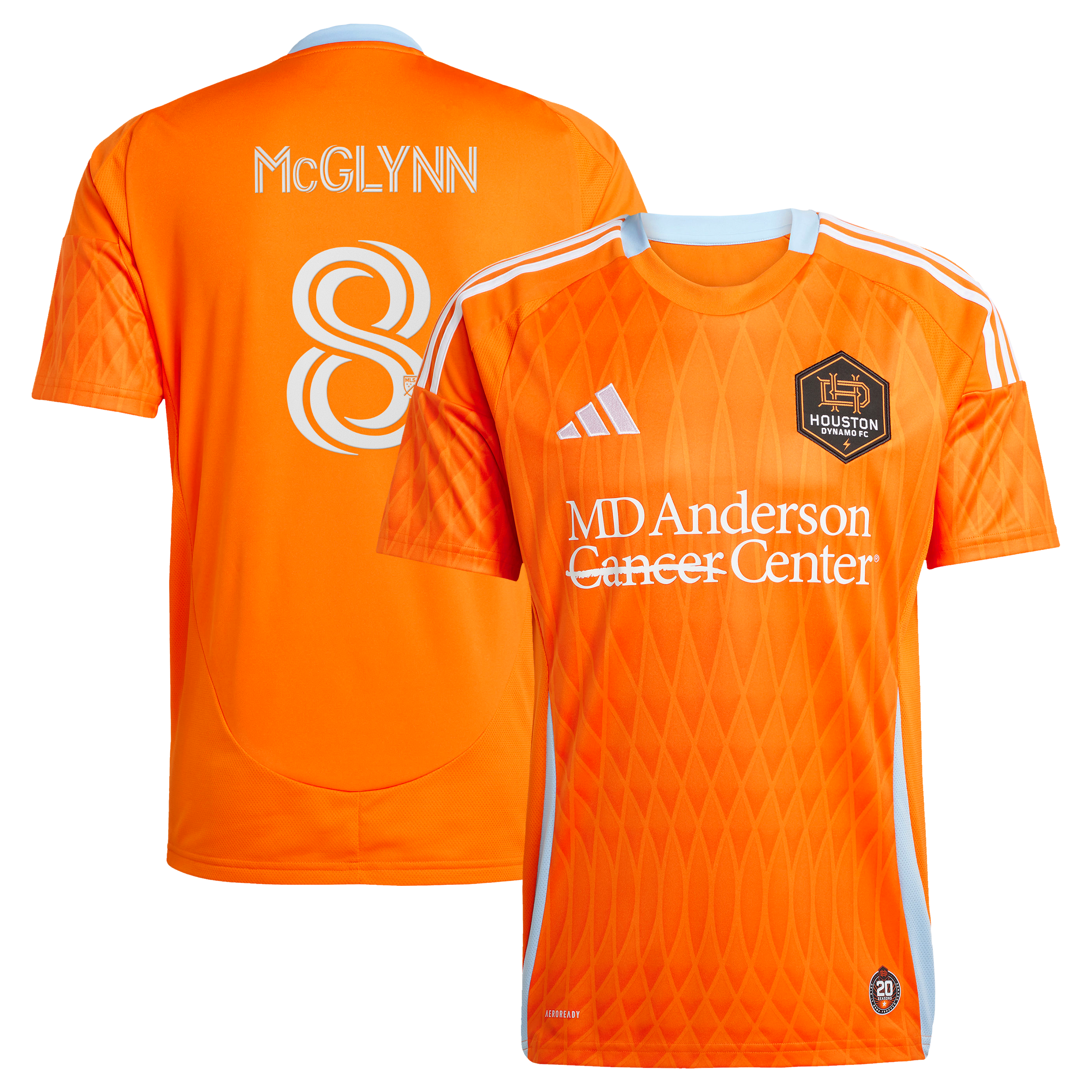 Men's adidas Jack McGlynn Orange Houston Dynamo FC 2025 Season 20 Replica Jersey