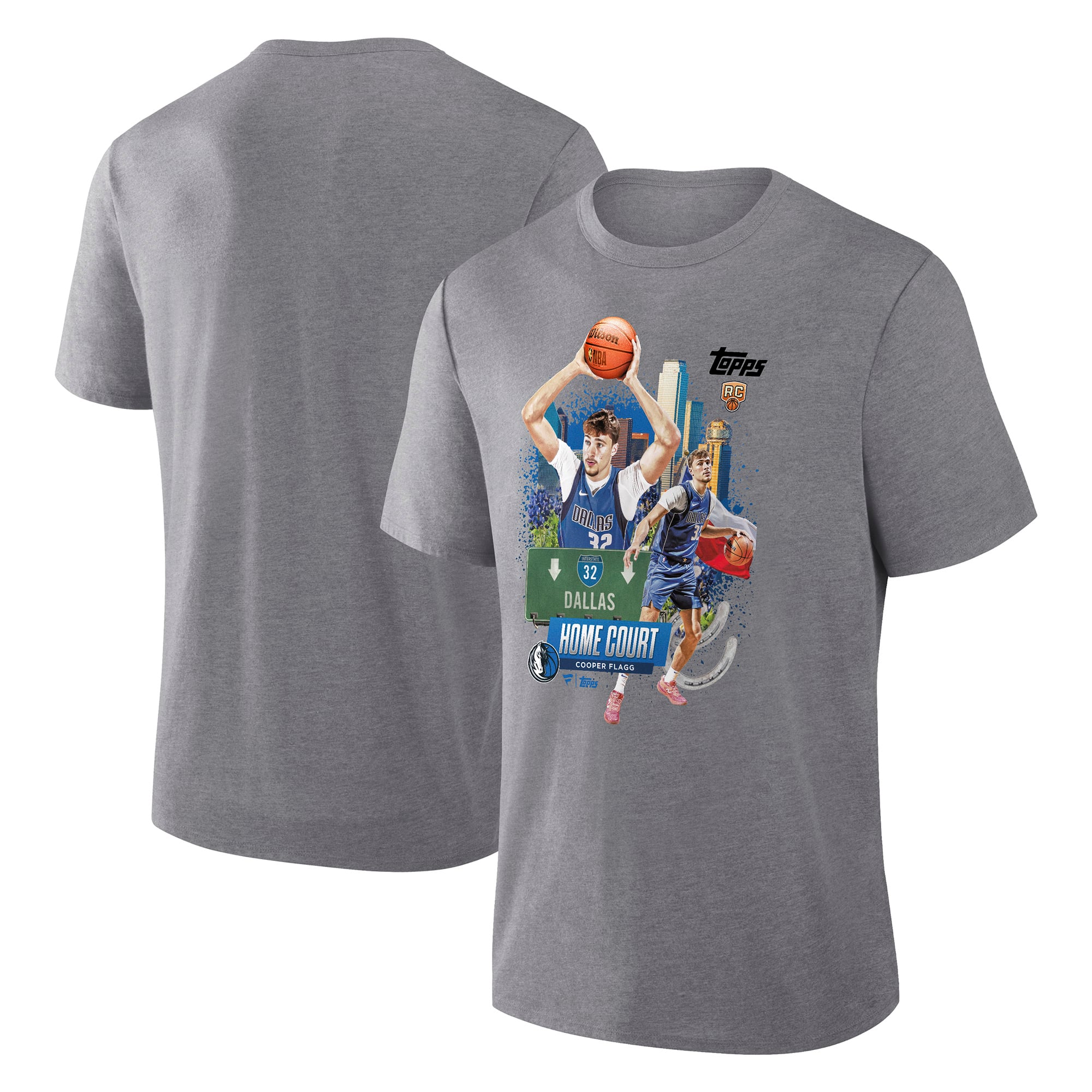 Men's Cooper Flagg Gray Dallas Mavericks Topps Home Court Tri-Blend T-Shirt