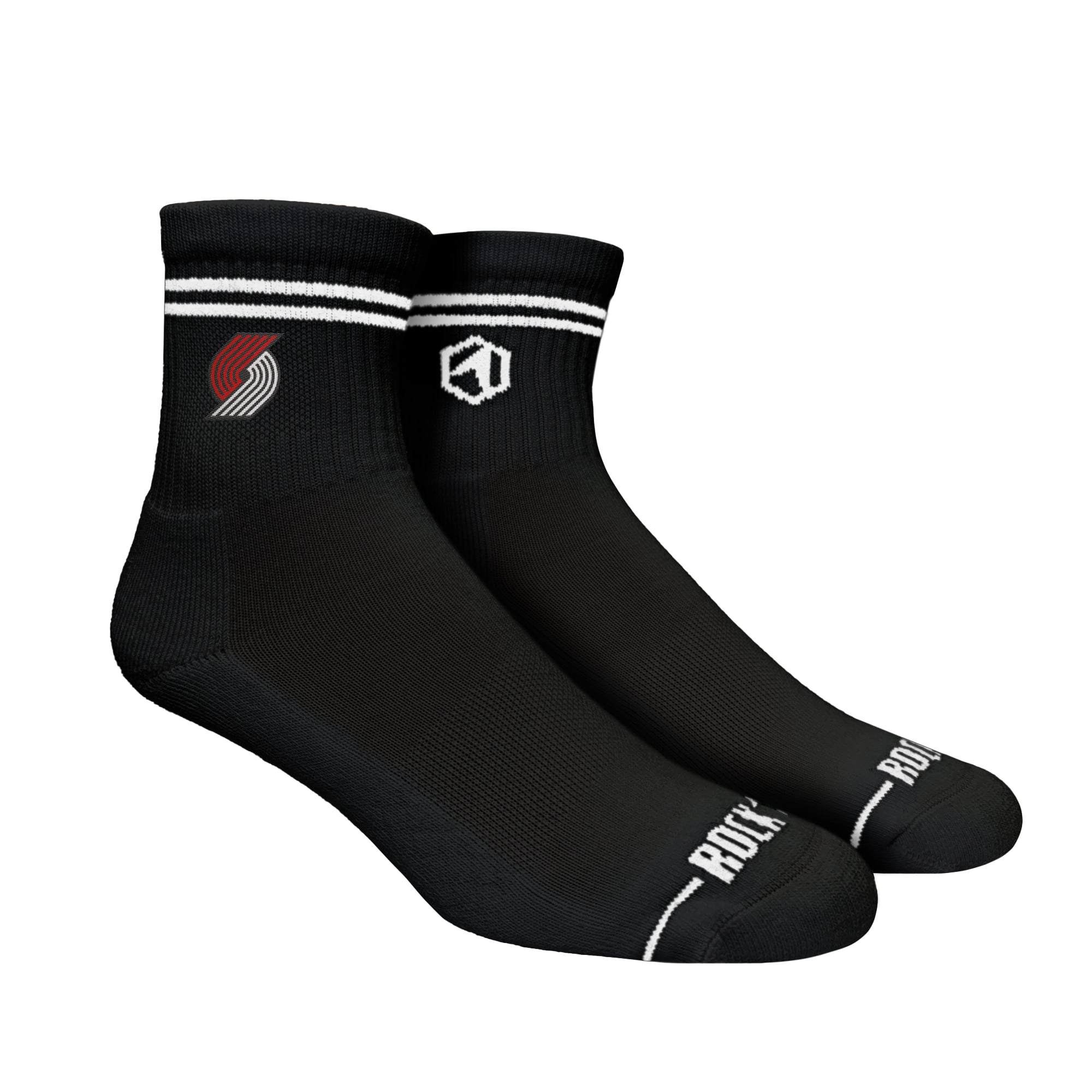 Unisex Rock Em  Black Portland Trail Blazers Casual Stripe Quarter-Length Socks