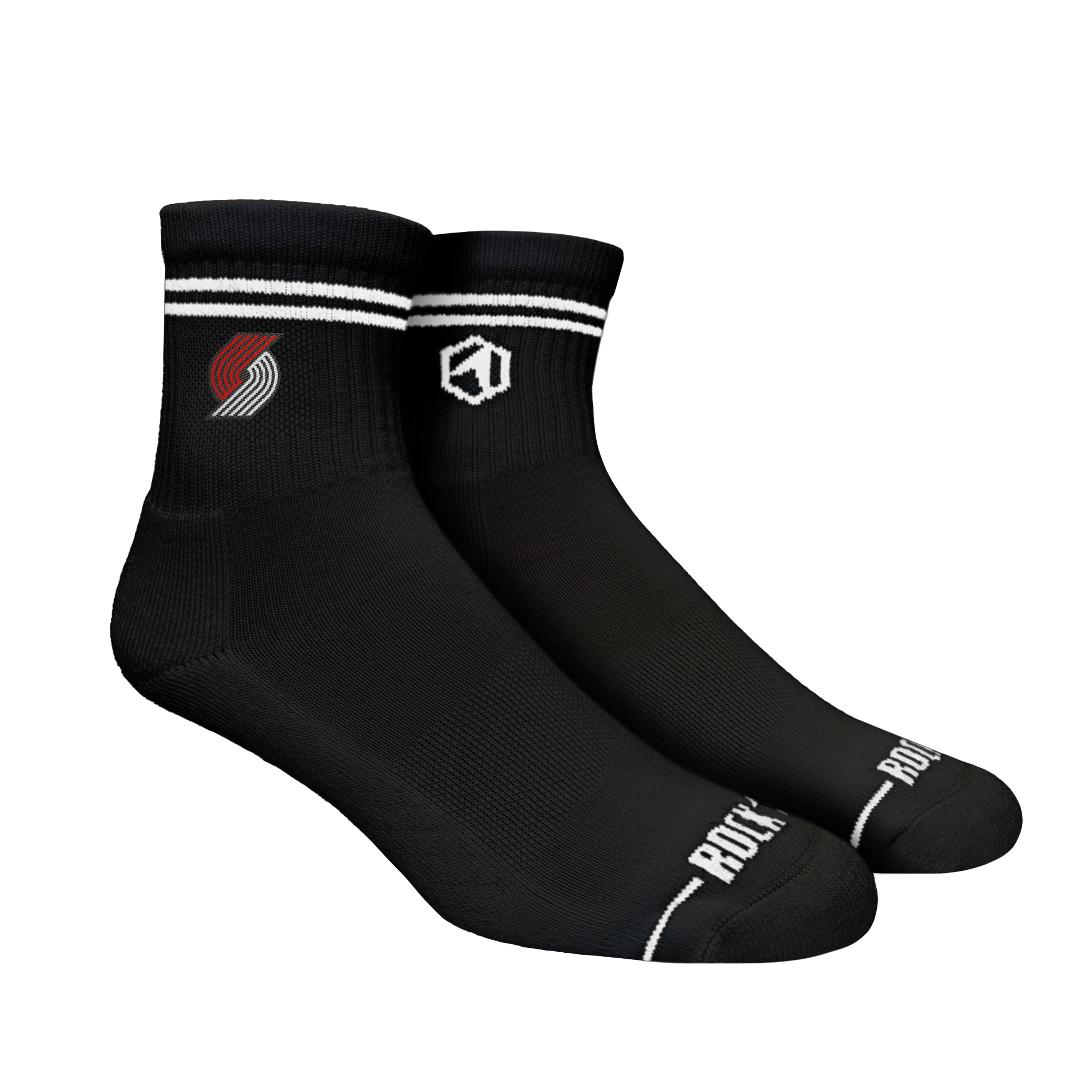 Unisex Rock Em Black Portland Trail Blazers Casual Stripe Quarter-Length Socks