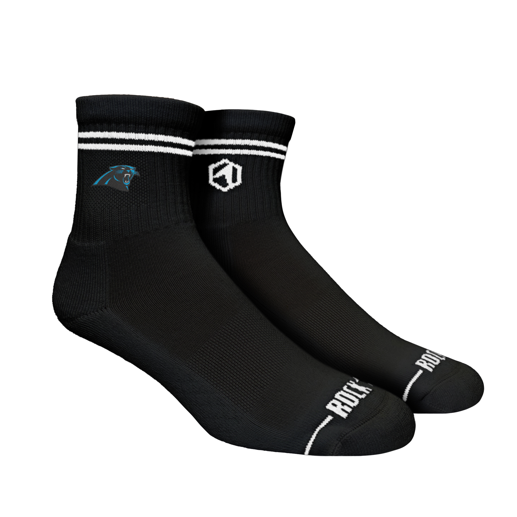 Unisex Rock Em Black Carolina Panthers Casual Stripe Quarter-Length Socks