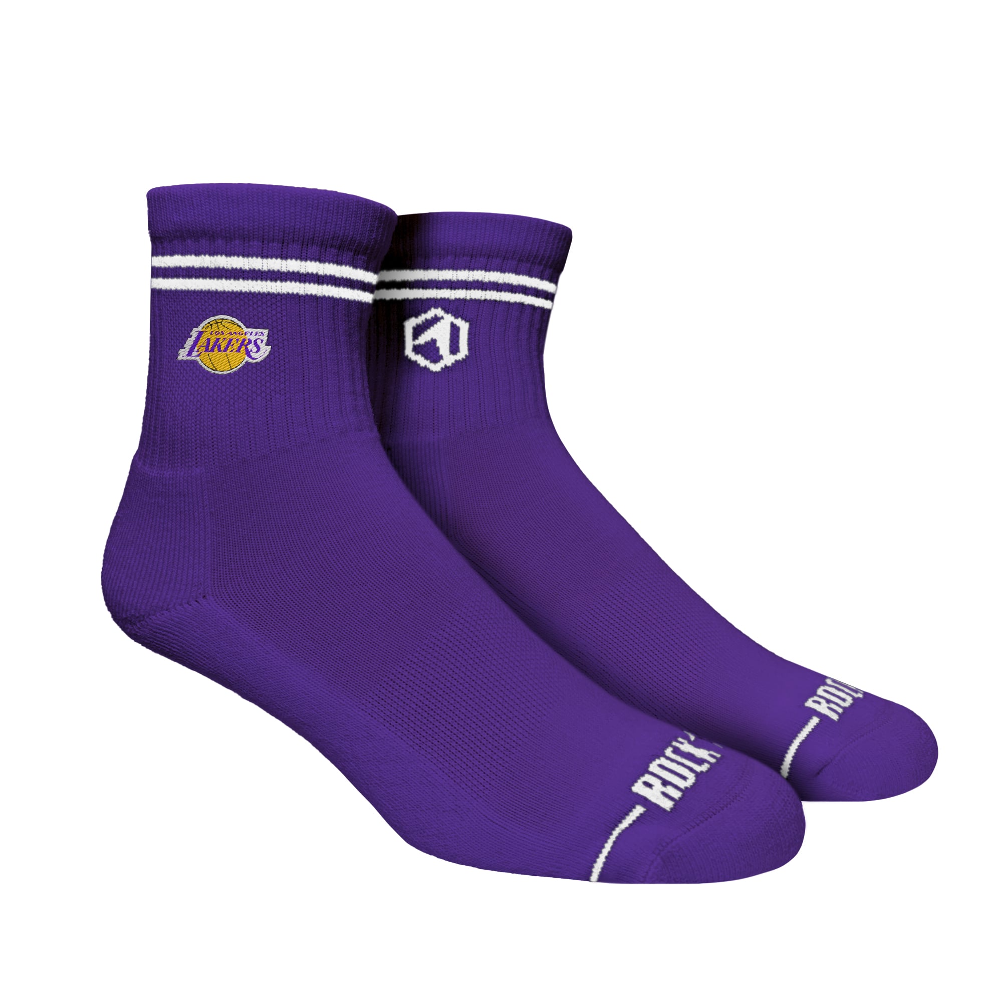 Unisex Rock Em Socks Los Angeles Lakers Casual Stripe Quarter-Length Socks