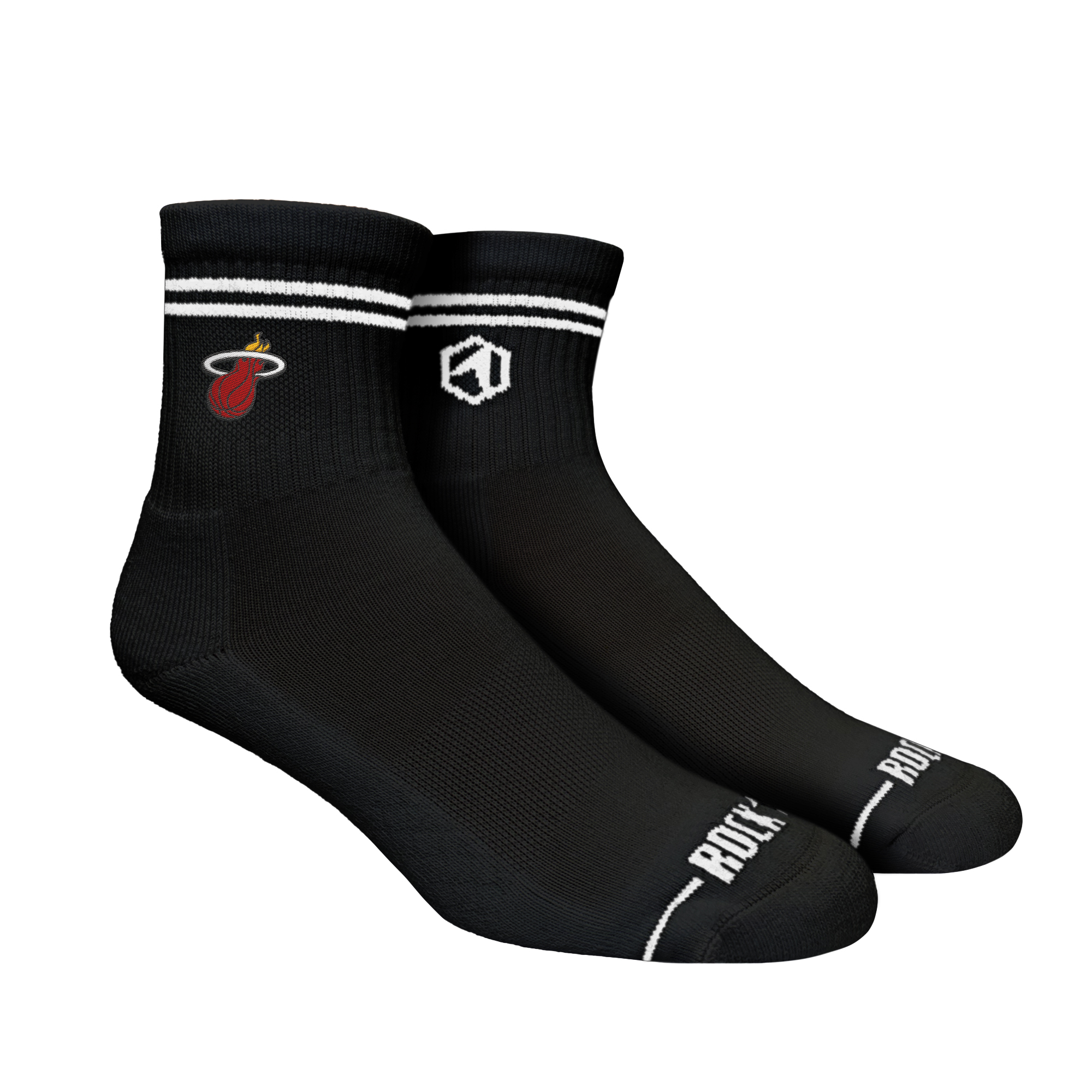 Unisex Rock Em  Black Miami Heat Casual Stripe Quarter-Length Socks