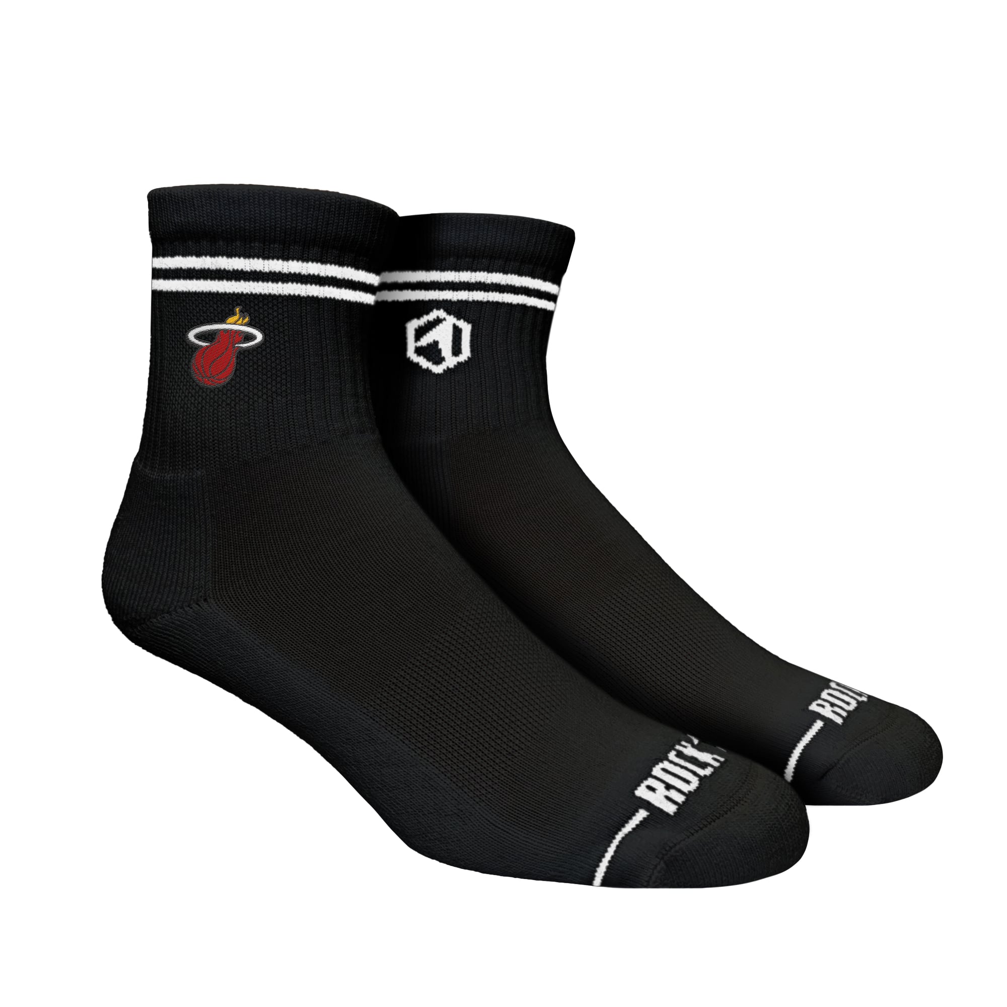 Unisex Rock Em  Black Miami Heat Casual Stripe Quarter-Length Socks