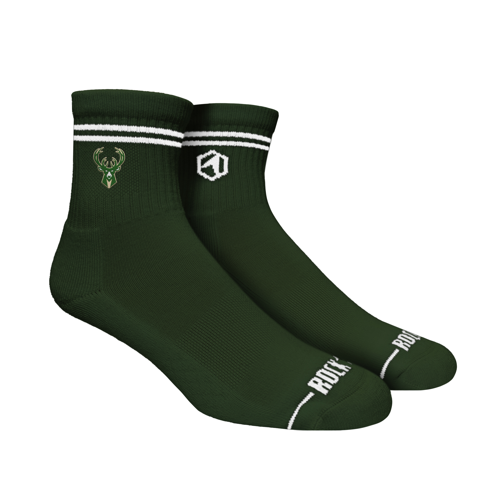Unisex Rock Em Green Milwaukee Bucks Casual Stripe Quarter-Length Socks