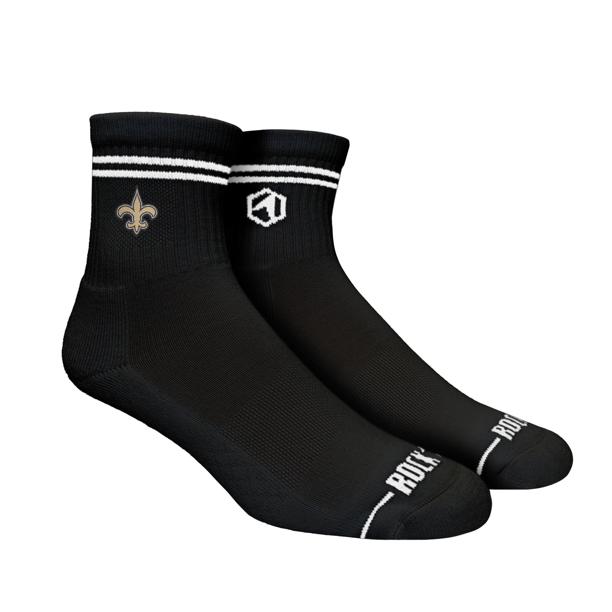 Unisex Rock Em  Black New Orleans Saints Casual Stripe Quarter-Length Socks