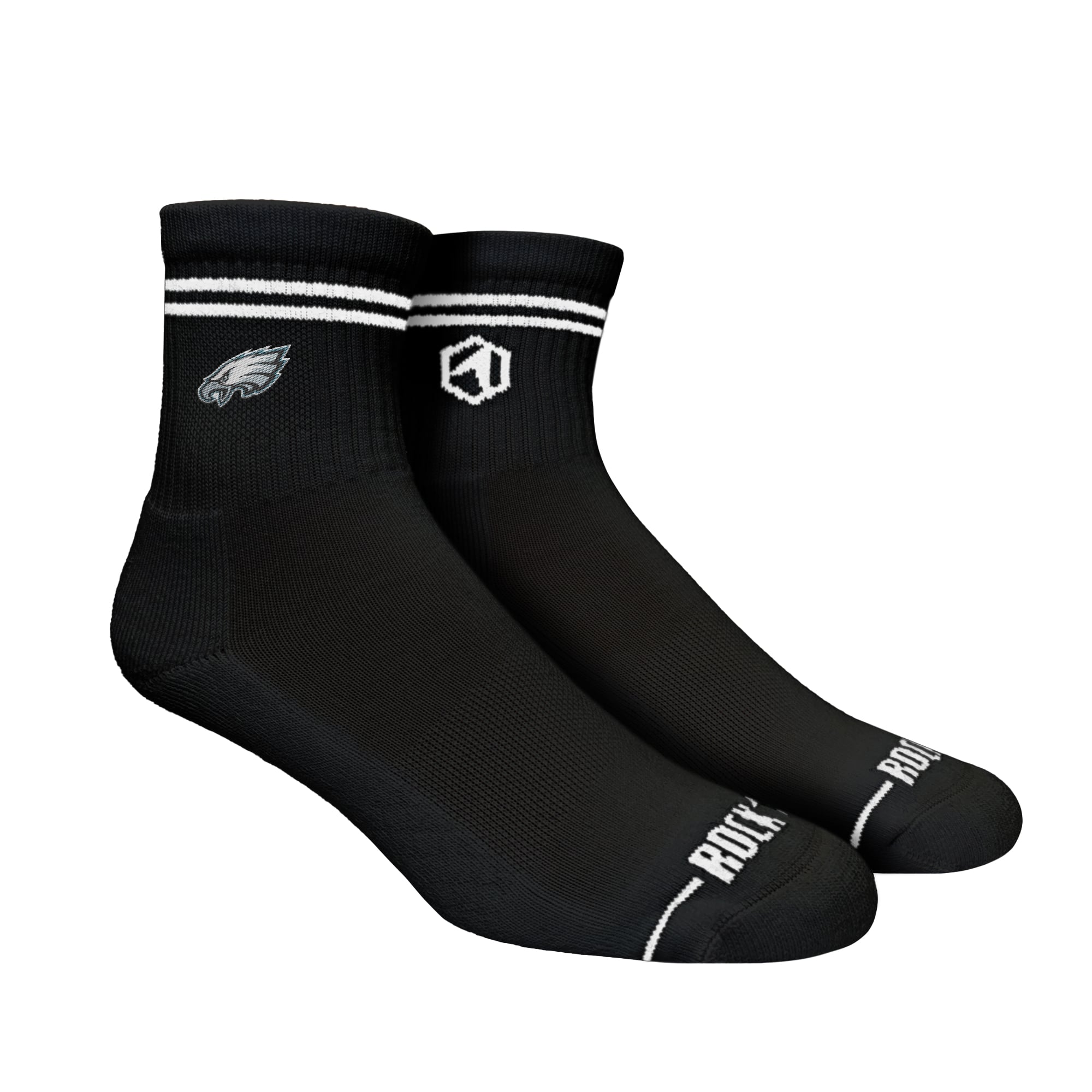 Unisex Rock Em  Black Philadelphia Eagles Casual Stripe Quarter-Length Socks