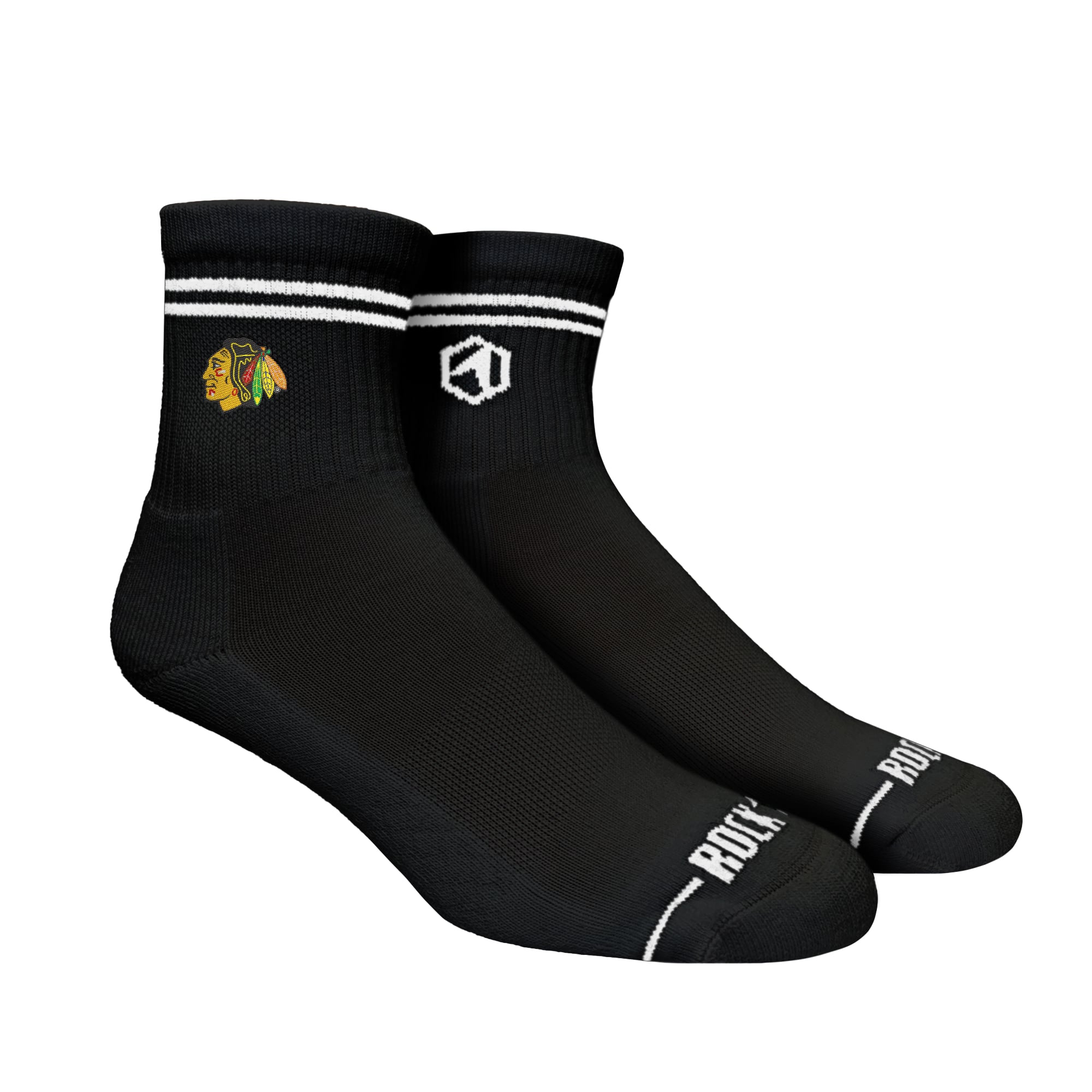 Unisex Rock Em  Black Chicago Blackhawks Casual Stripe Quarter-Length Socks
