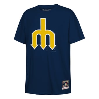 Youth Mitchell & Ness  Navy Seattle Mariners Retro Logo T-Shirt