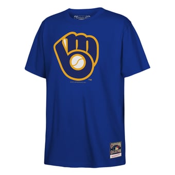 Youth Mitchell & Ness  Royal Milwaukee Brewers Retro Logo T-Shirt
