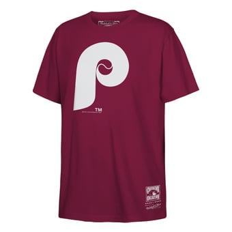 Youth Mitchell & Ness  Burgundy Philadelphia Phillies Retro Logo T-Shirt