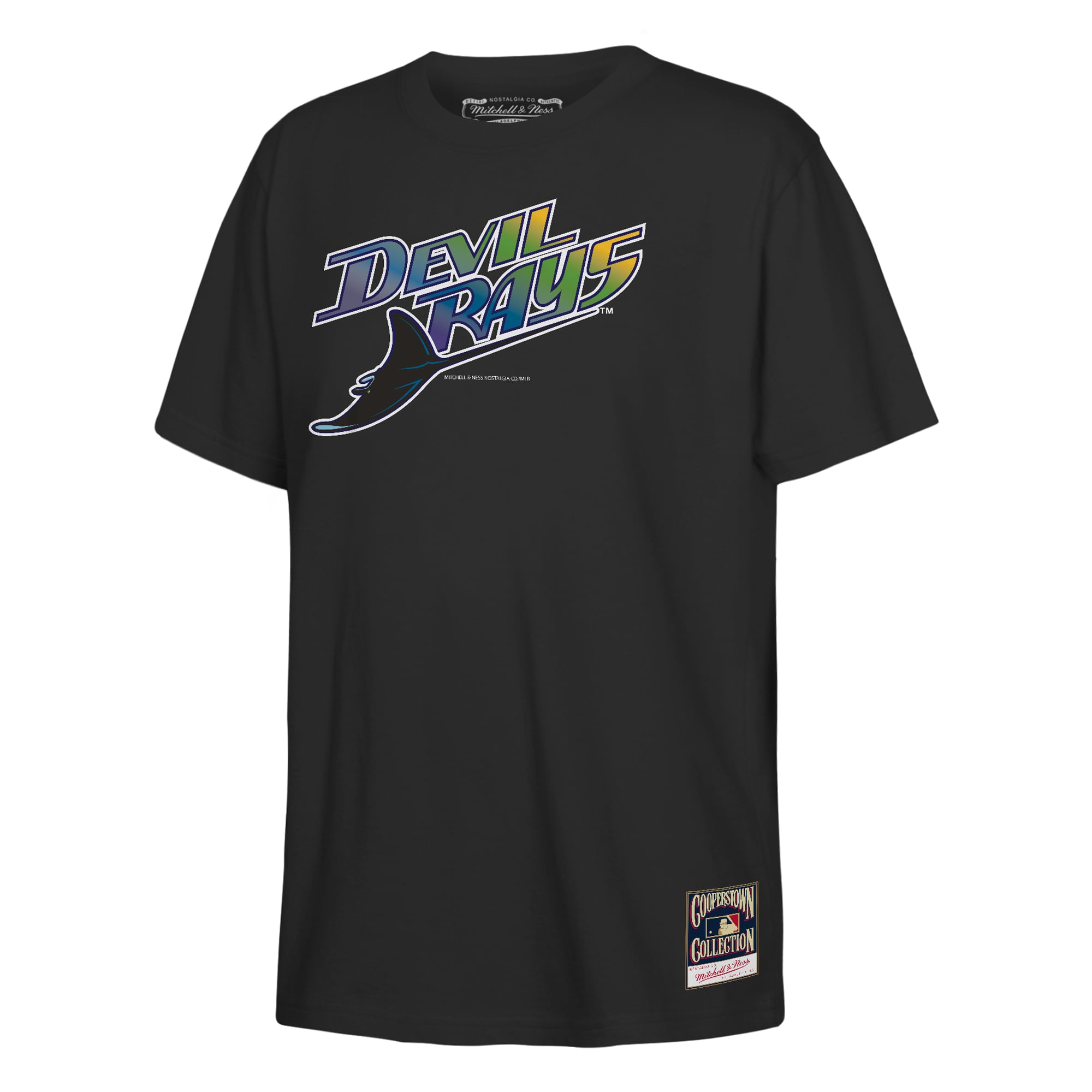 Youth Mitchell & Ness  Black Tampa Bay Rays Retro Logo T-Shirt
