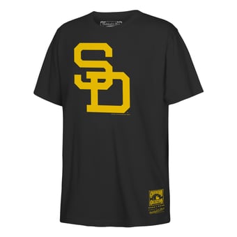 Youth Mitchell & Ness  Black San Diego Padres Retro Logo T-Shirt