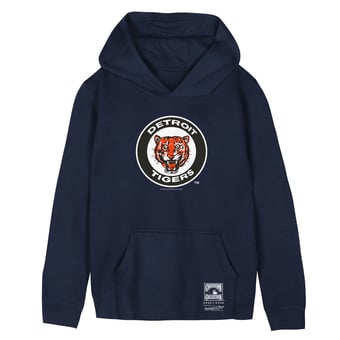 Youth Mitchell & Ness Navy Detroit Tigers Retro Logo Hoodie