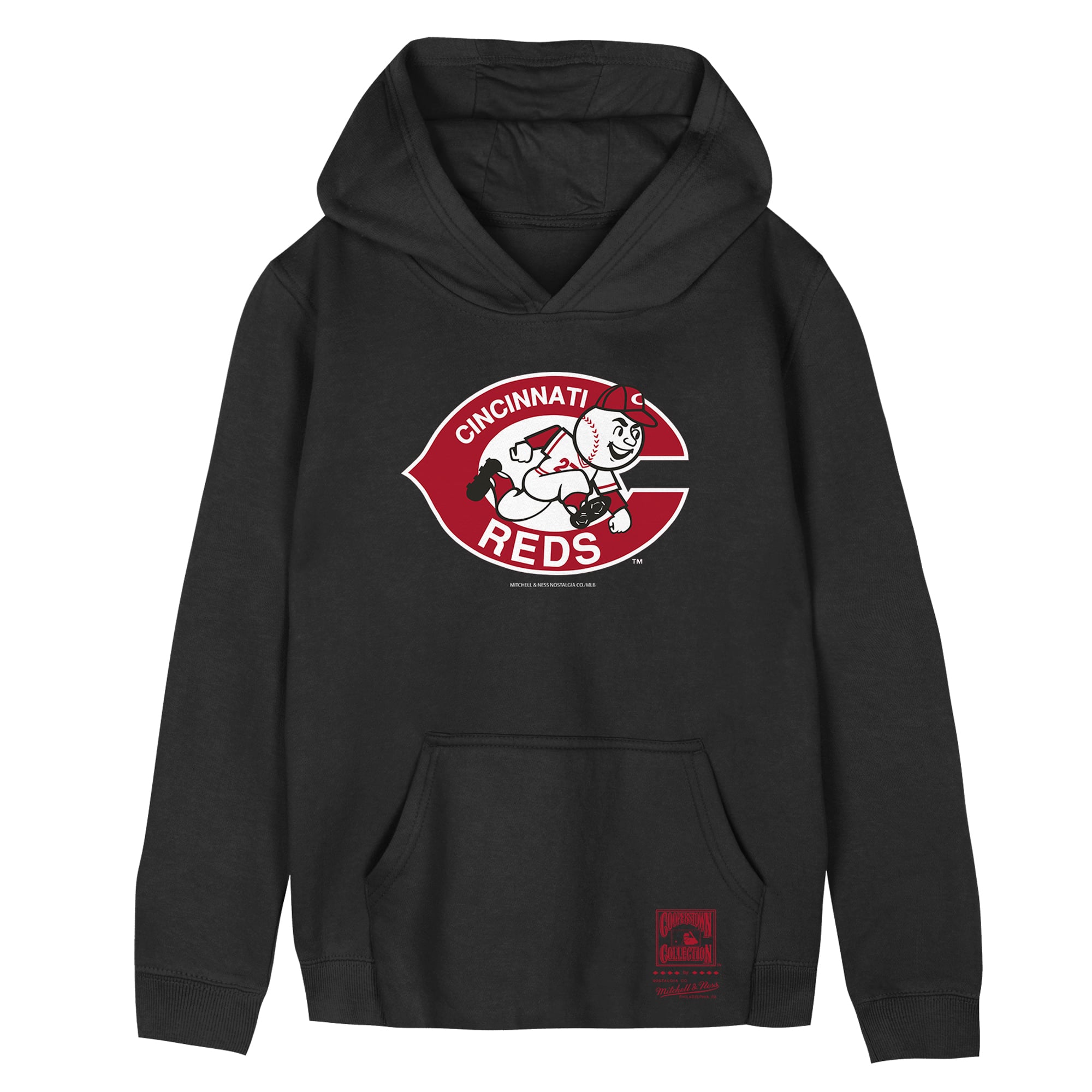 Youth Mitchell & Ness Black Cincinnati Reds Retro Logo Hoodie