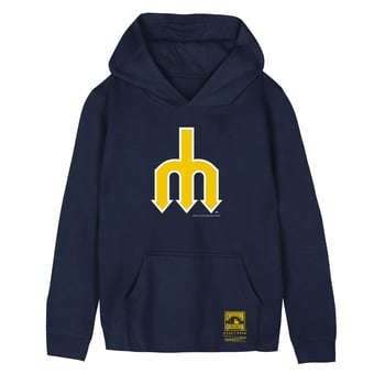Youth Mitchell & Ness Navy Seattle Mariners Retro Logo Hoodie