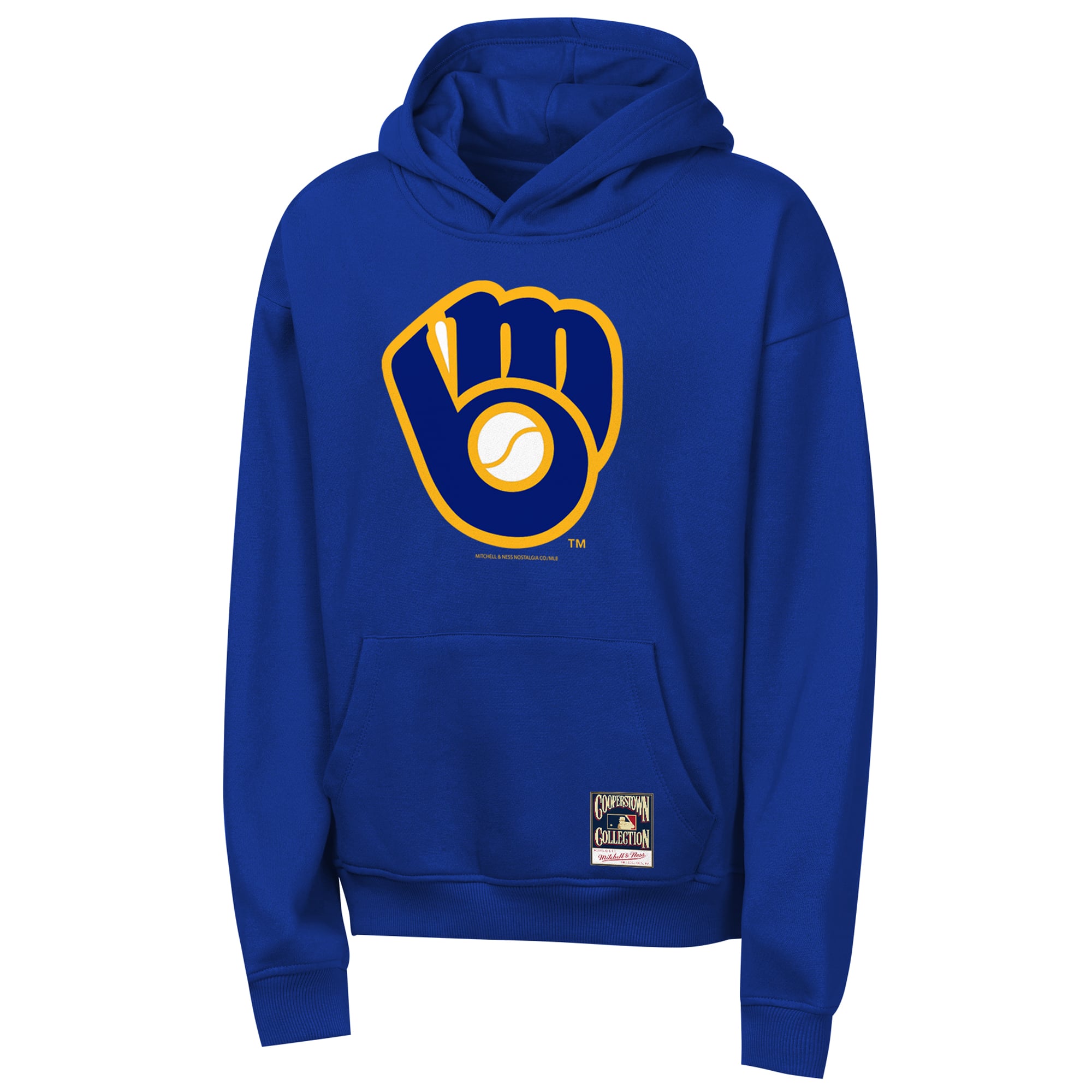 Youth Mitchell & Ness Royal Milwaukee Brewers Retro Logo Hoodie