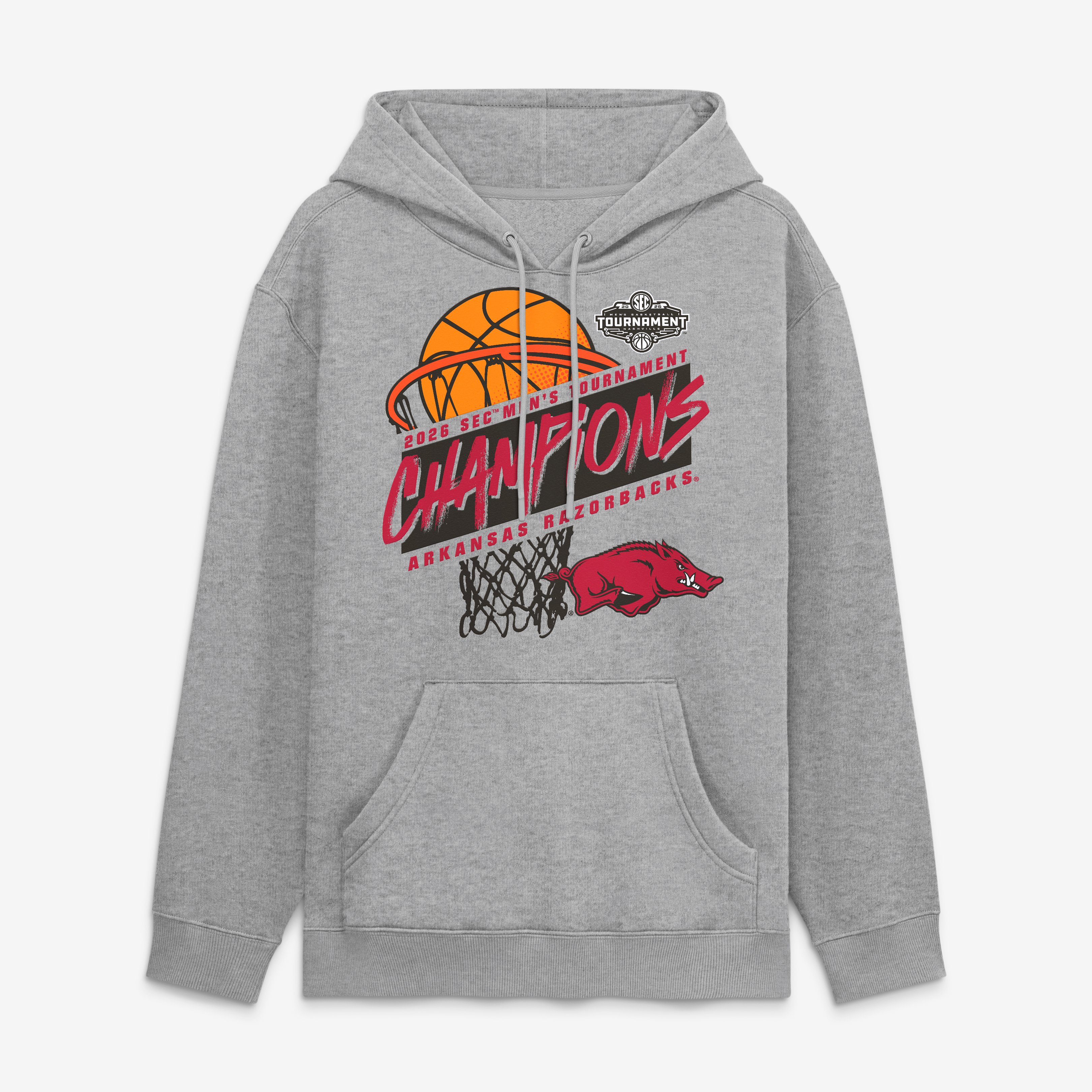 Men's  Gray Arkansas Razorbacks 2026 SEC Men's Basketball Tournament Champions Hoodie